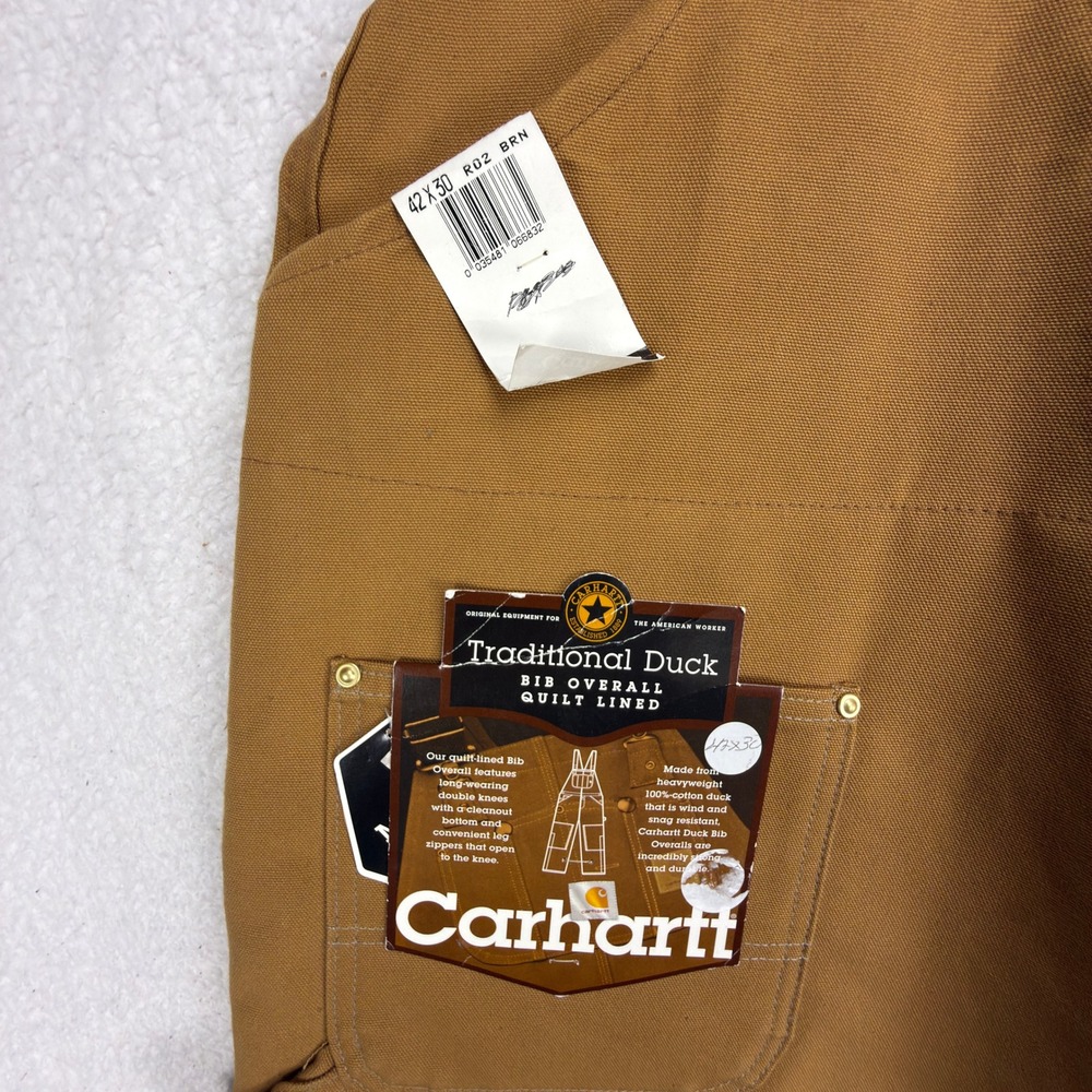 Carhartt Traditional Duck Bibs Overalls Quilt Lined 42x30 R02 BRN Brown NOS NWT‎
